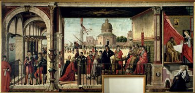 De aankomst van de Engelse ambassadeurs, uit de St. Ursula-cyclus, 1498 door Vittore Carpaccio